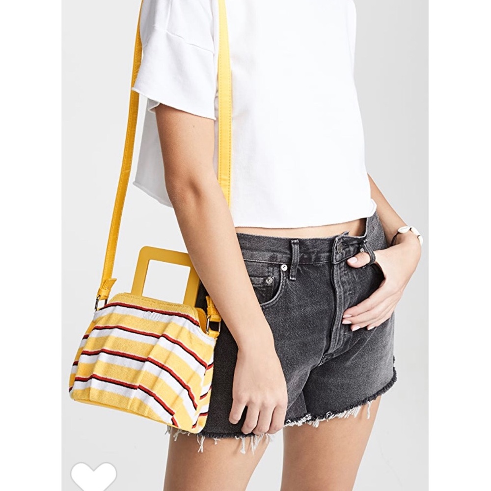Solid & Striped Red Yellow and white French Terry messenger Bag.